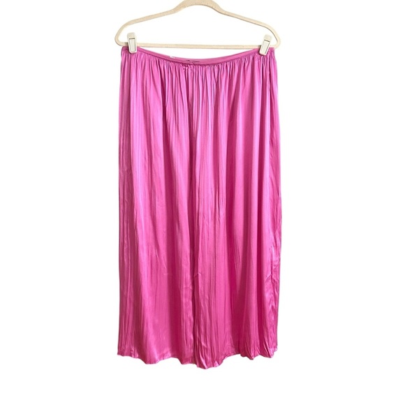 VINCE Rose Pink Pleated Column Skirt Lightweight Resort Wear Boho Chic Large - Picture 8 of 14